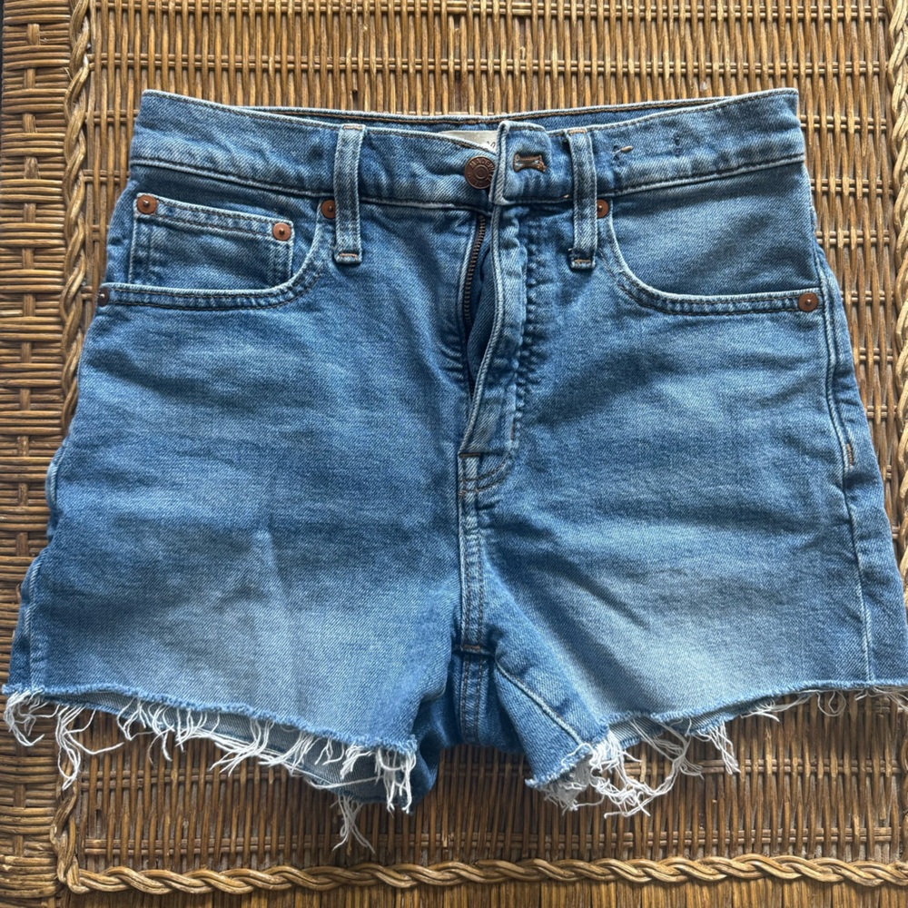 Women's Madewell Blue Denim High Waist Cut Off Jean Shorts